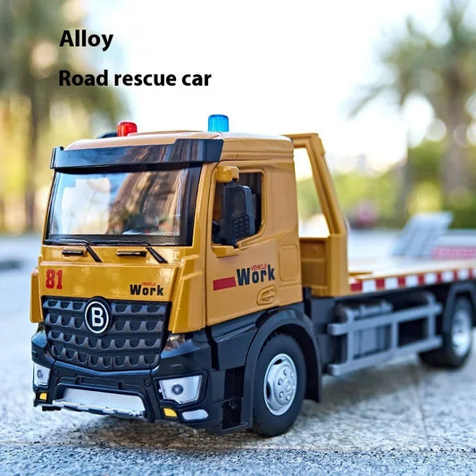 Diecast Large Flatbed Trailer Alloy Truck With Sound And Light - ToylandEU