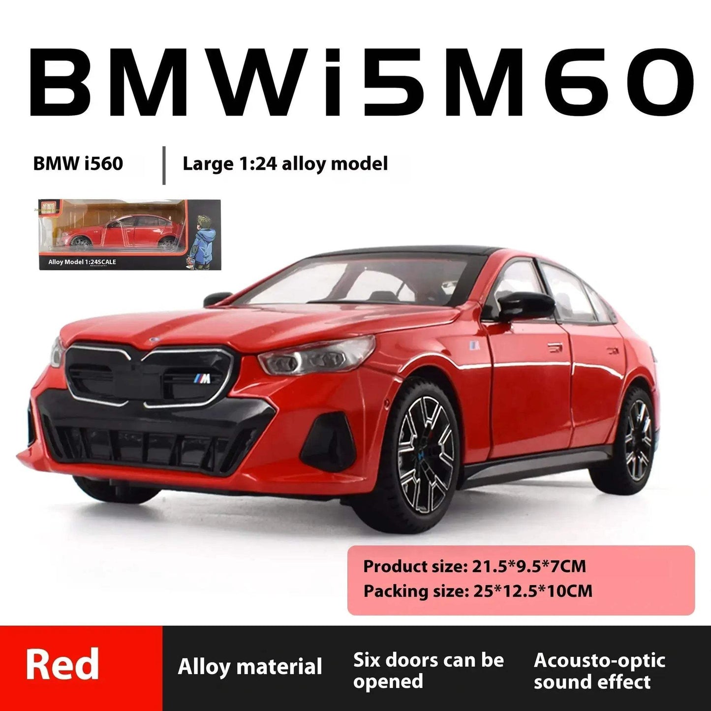 Diecast Model Car 1:24 BMW I5 M60 Xdrive With Sound Light for Collectors - ToylandEU