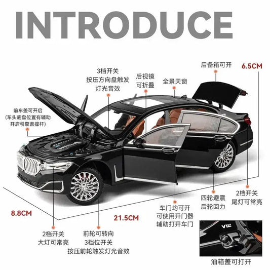 Diecast Model Car BMW 760Li Alloy Construction For Collectors - ToylandEU