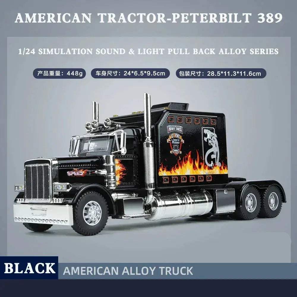 Diecast Peterbilt 389 Scale Model Truck with Open Doors for Collectors - ToylandEU