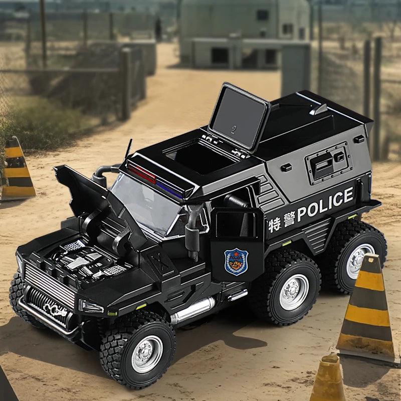 Diecast Police Truck | Light & Sound Pull Back | Toylandeu™