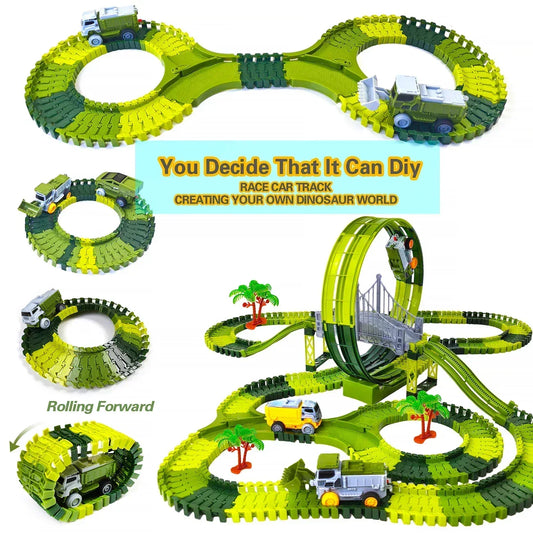 Dinosaur Car Track Flexible Rail Educational Puzzle Toy - ToylandEU