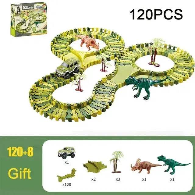 Dinosaur Racing Track Set With Flash Light For Kids - ToylandEU