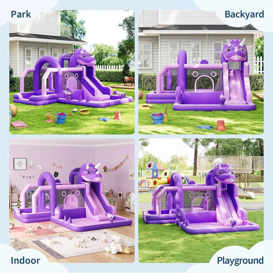 Dinosaur Themed Inflatable Bounce House Water Slide - ToylandEU™