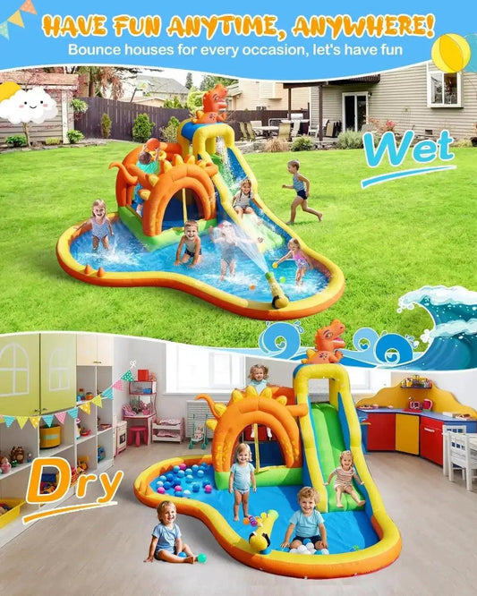 Dinosaur Water Slide Park 7 In 1 Inflatable Play Set - ToylandEU™