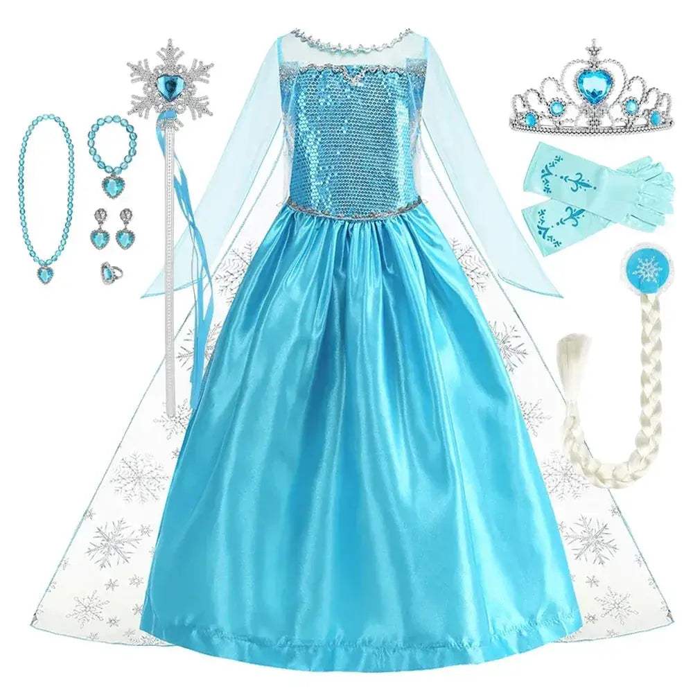 Disney Frozen Elsa Snow Queen Dress Sparkle Design For Girls Halloween Party - ToylandEU