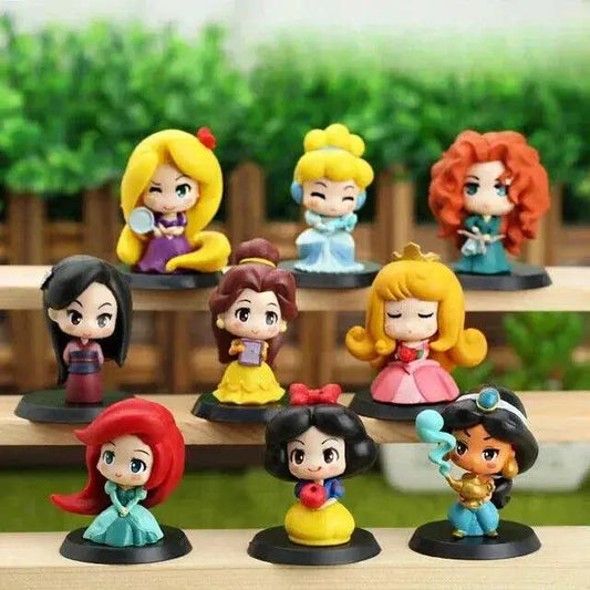 Disney Princess Figurines Set 9 Piece Kawaii PVC - ToylandEU™
