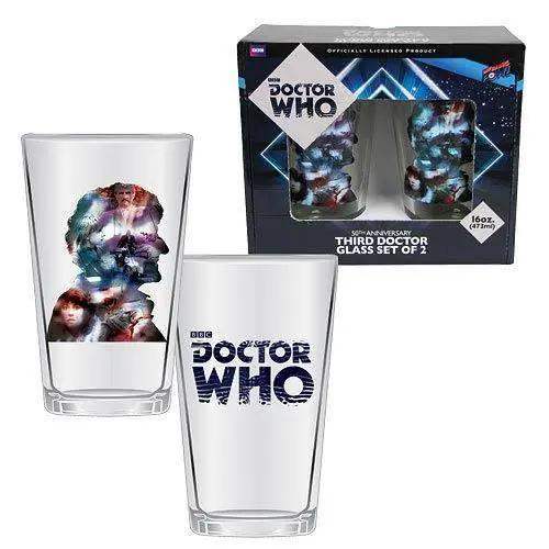Doctor Who Anniversary Third Doctor 16 oz. Glass Set of 2 - ToylandEU