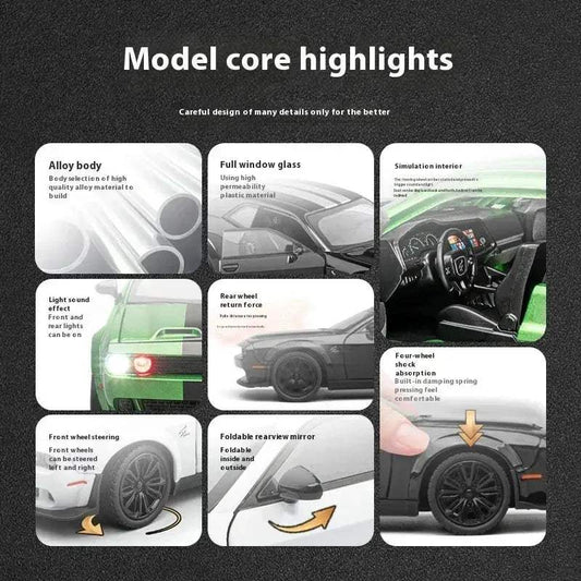 Dodge Challenger Diecast 1 to 22 Scale with Sound Light for Collectors - ToylandEU