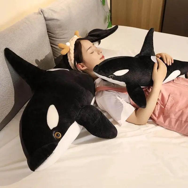 50cm-130cm Lifelike Orcinus Orca Black Whale Plush Toy Big Fish Cloth Doll Shark Stuffed Sea Animal Gift - ToylandEU™