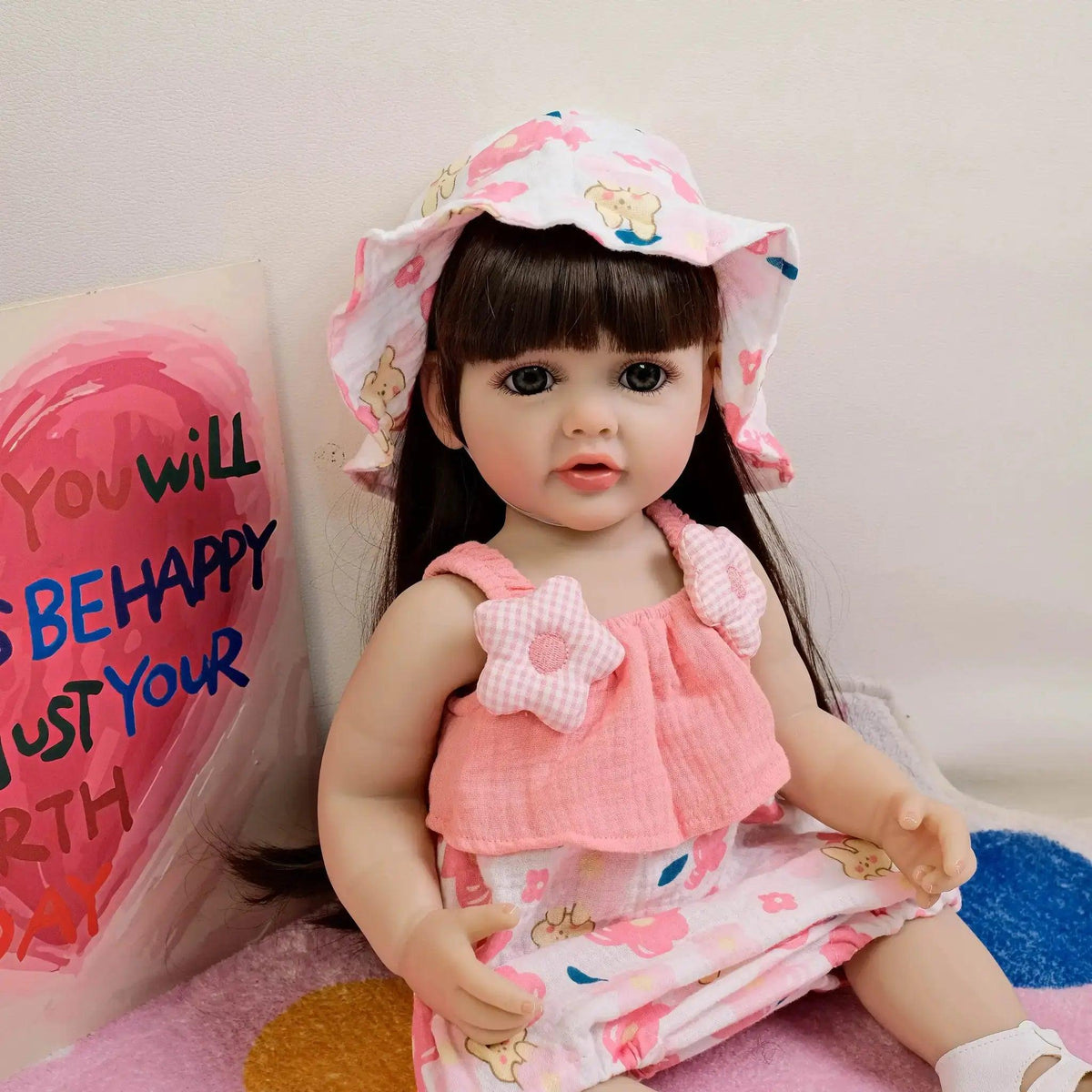 NPK 55CM Full Body Betty Soft Vinyl Reborn Toddler Black Hair Girl Lifelike Baby Doll Christmas Gift - ToylandEU™