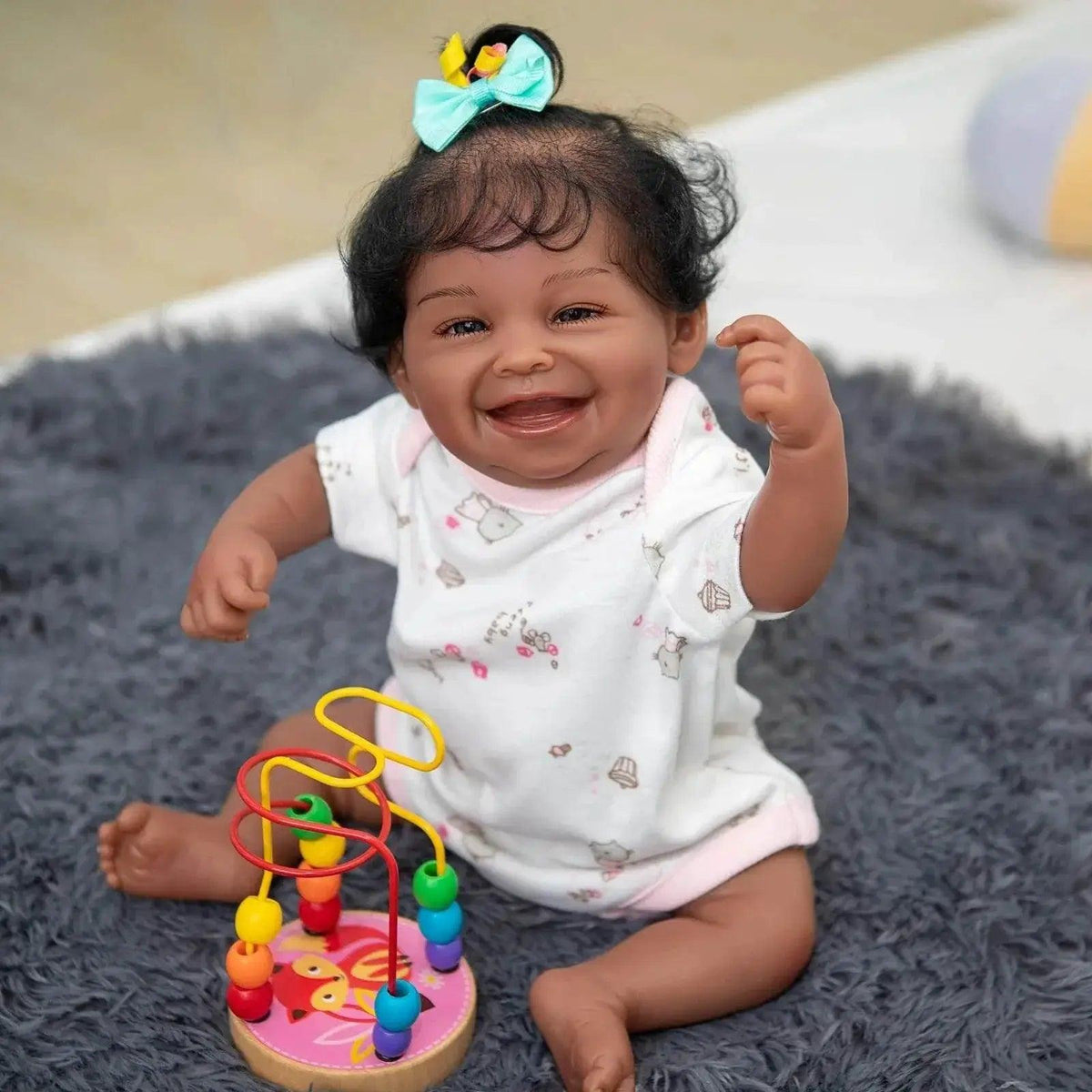 NPK 49CM Full Body Soft Silicone Bebe Doll Reborn African American Black Dark Skin Baby Waterproof Bath Toy - ToylandEU™