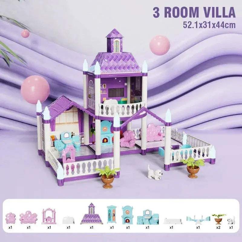 Princess Castle Dollhouse Kit For Girls Large DIY Villa - ToylandEU™