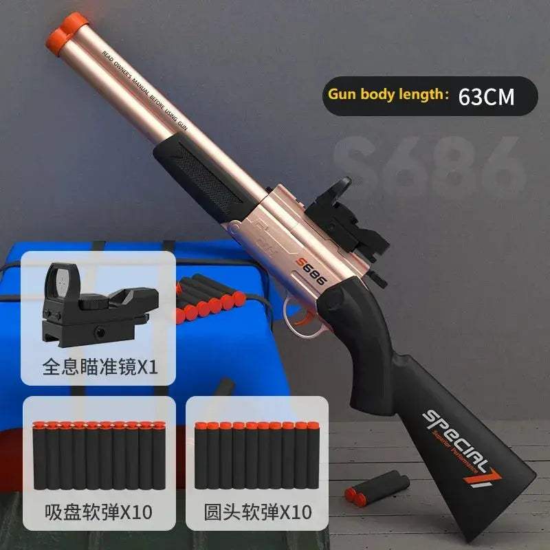 Double Barreled Soft Bullet Toy Gun For Outdoor Play - ToylandEU