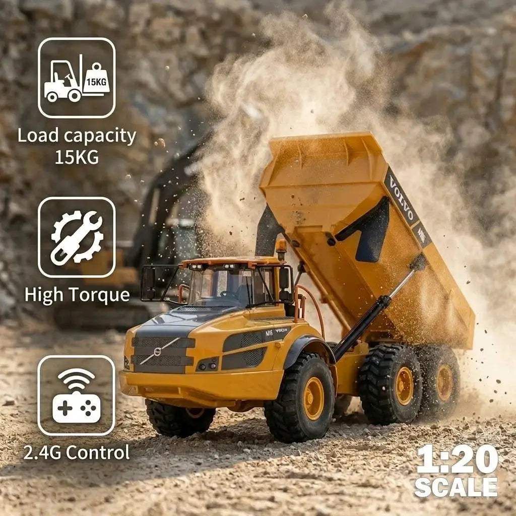Double E 1:20 RC Dumper Truck Durable Alloy Chassis - ToylandEU™