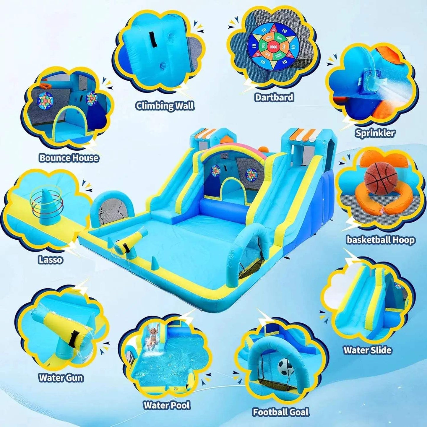 Double Water Slide Inflatable Bounce House For Backyard Fun - ToylandEU™