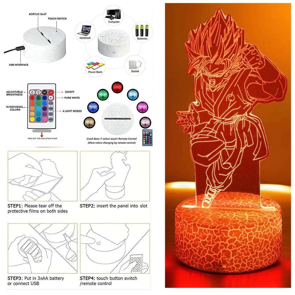 Dragon Ball Z LED Figure Lamp Goku Vegeta Night Light