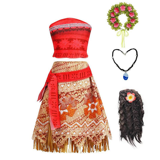 DreamParty Kids Dress With Moana Necklace Flower Set Party - ToylandEU