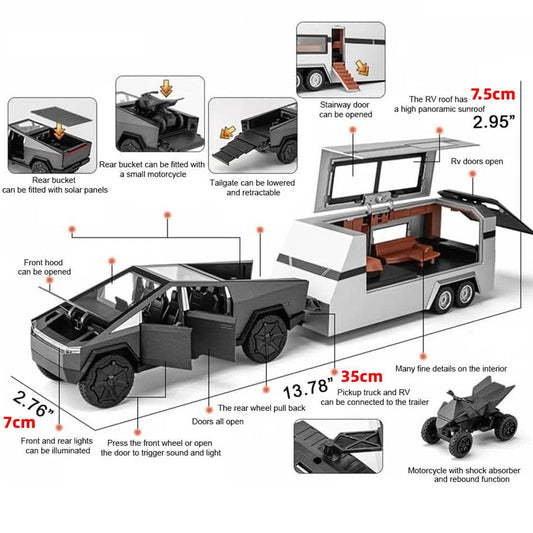 Durable Diecast Pickup Truck Model With Sound Light For Kids - ToylandEU