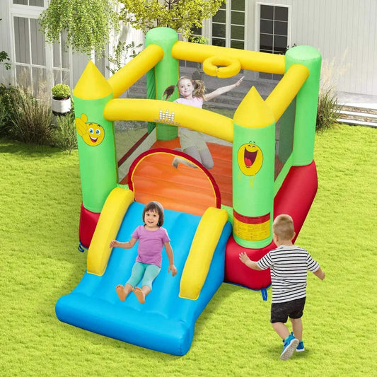 Inflatable Bounce House Durable Design With Slide And Hoop - ToylandEU™
