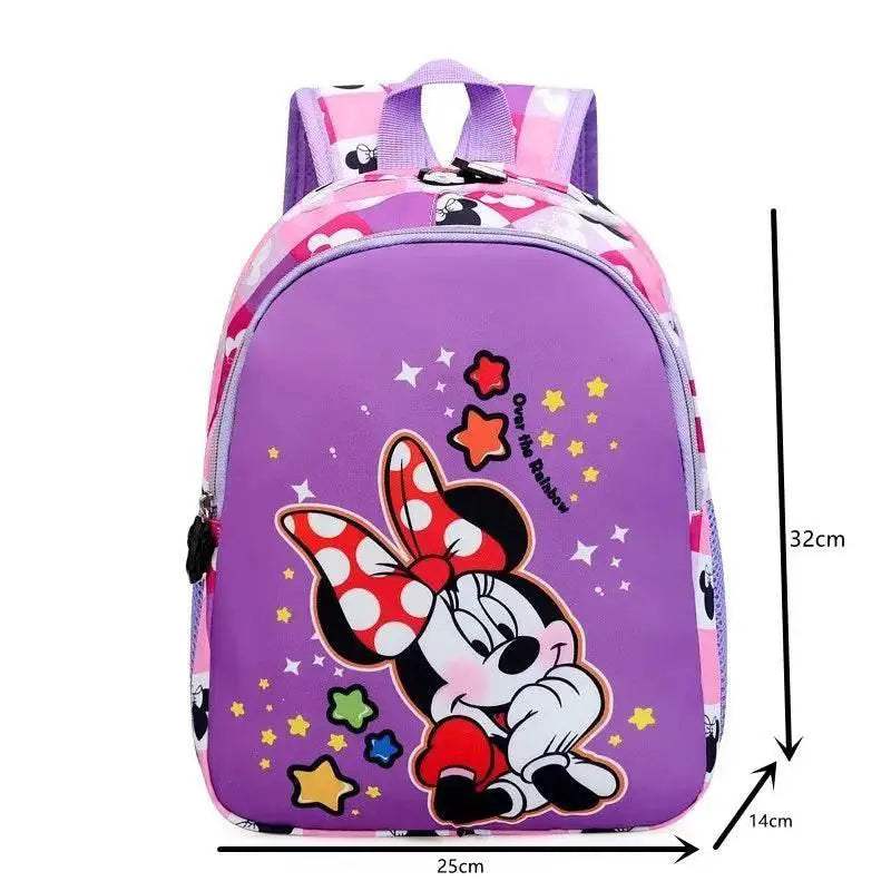 Durable School Backpack Disney Minnie Cartoon Design With Zipper Closure And Adjustable Straps For Girls Kindergarten - ToylandEU