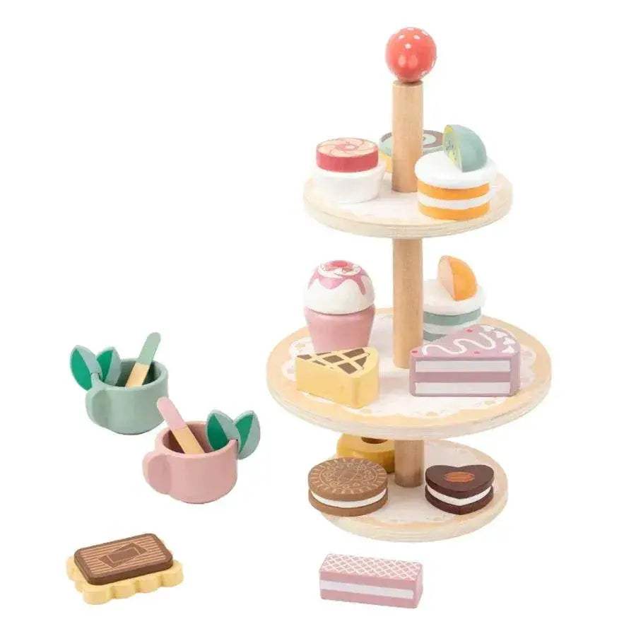 Durable Wooden Play House Dessert Stand Set with Imaginative Tea Party Theme for Children Aged 3 to 6 Years - ToylandEU