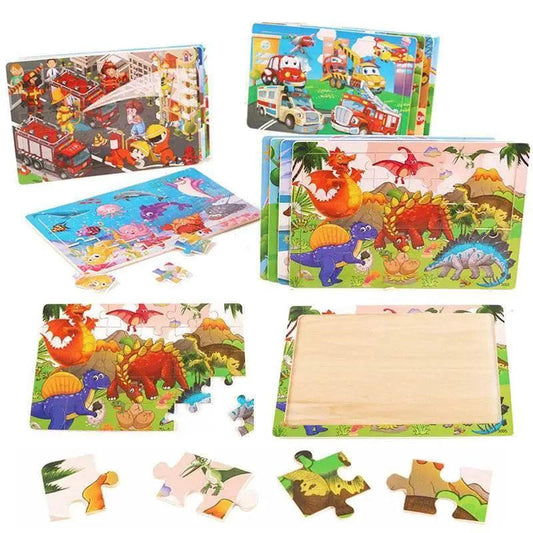 Economy 30 Piece Montessori 3D Cartoon Animal Wooden Puzzle For Kids Ages 3 To 6 - ToylandEU™