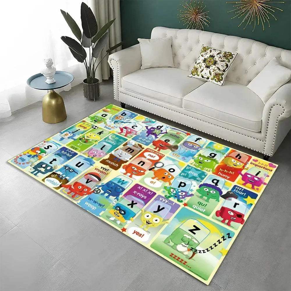 Educational Area Rug Cartoon Alphabet For Kids Playroom - ToylandEU