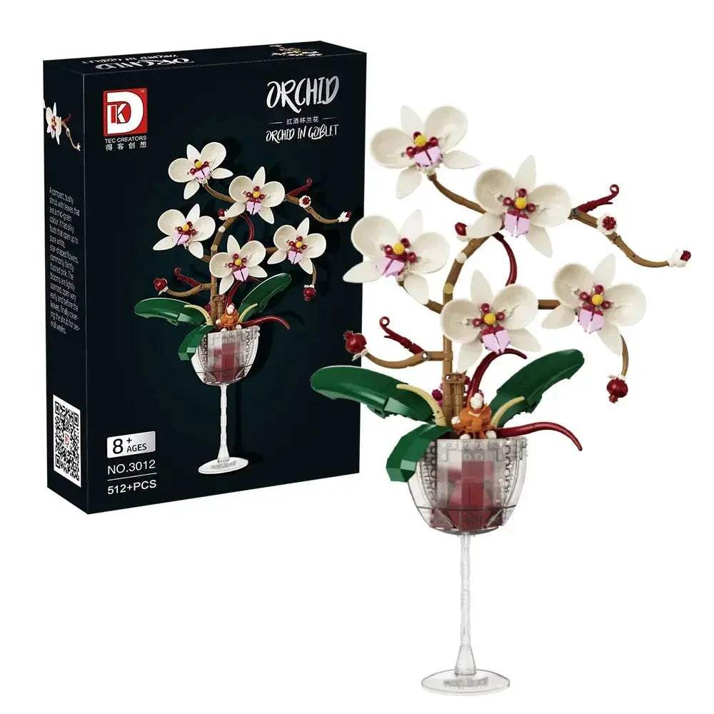 Educational Building Block Kit Orchid Tulip Rose Potted Plant Bouquet For Ages 14 And Up Home Decoration Gift - ToylandEU