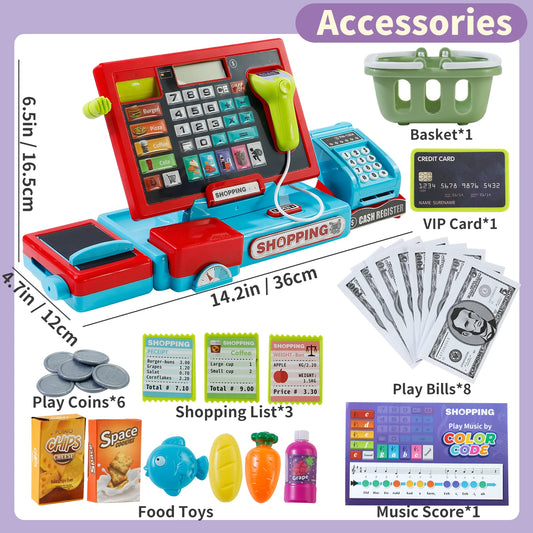 Educational Cash Register Playset With Real Calculator For Kids Aged 3 To 6 Great Learning Toy Gift - ToylandEU