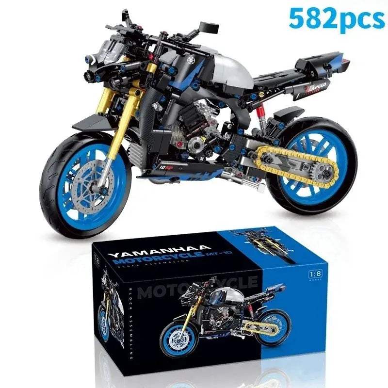 Technical MOC Construction Bricks Motorcycle Model Creative Building Kit Assembly Toys Educational Gift for Children Boys Girls - ToylandEU