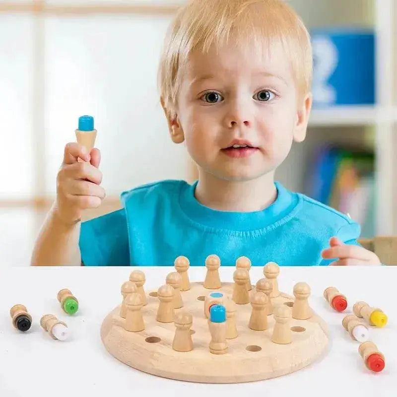 Wooden Memory Match Stick Chess Color Game Board Puzzles Montessori Educational Toy For Children - ToylandEU™