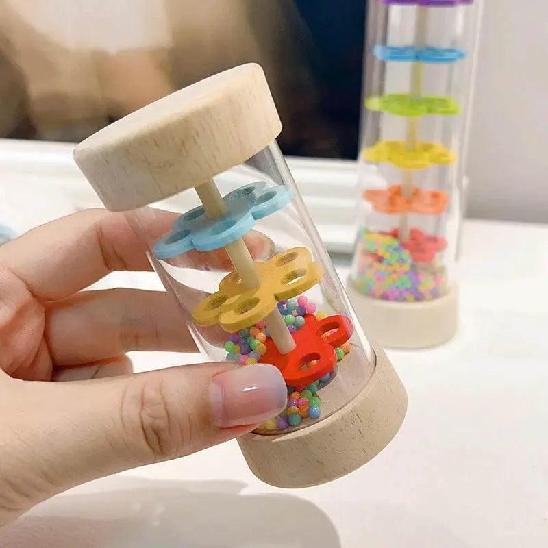 Montessori Rain Stick Rainbow Hourglass Toy for Kids Educational Rattle Safe Wooden - ToylandEU™