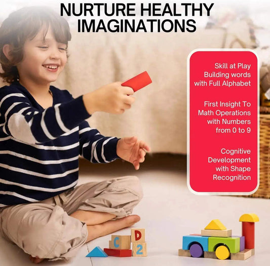 Educational Wooden Building Blocks Alphabet Numbers - ToylandEU™
