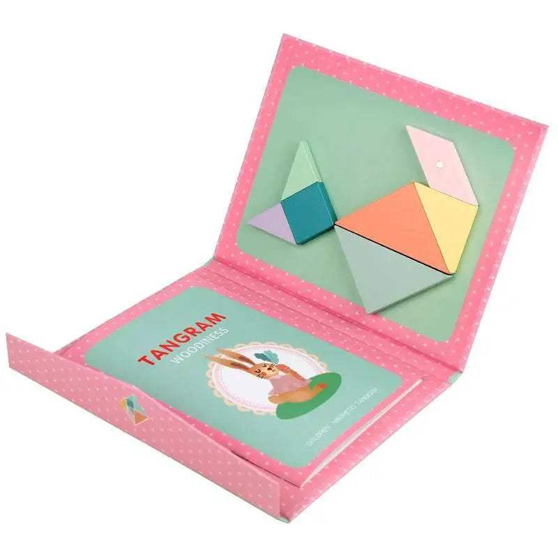 Educational Wooden Tangram Puzzle with Magnetic Pieces for Toddlers and Early Learners - ToylandEU