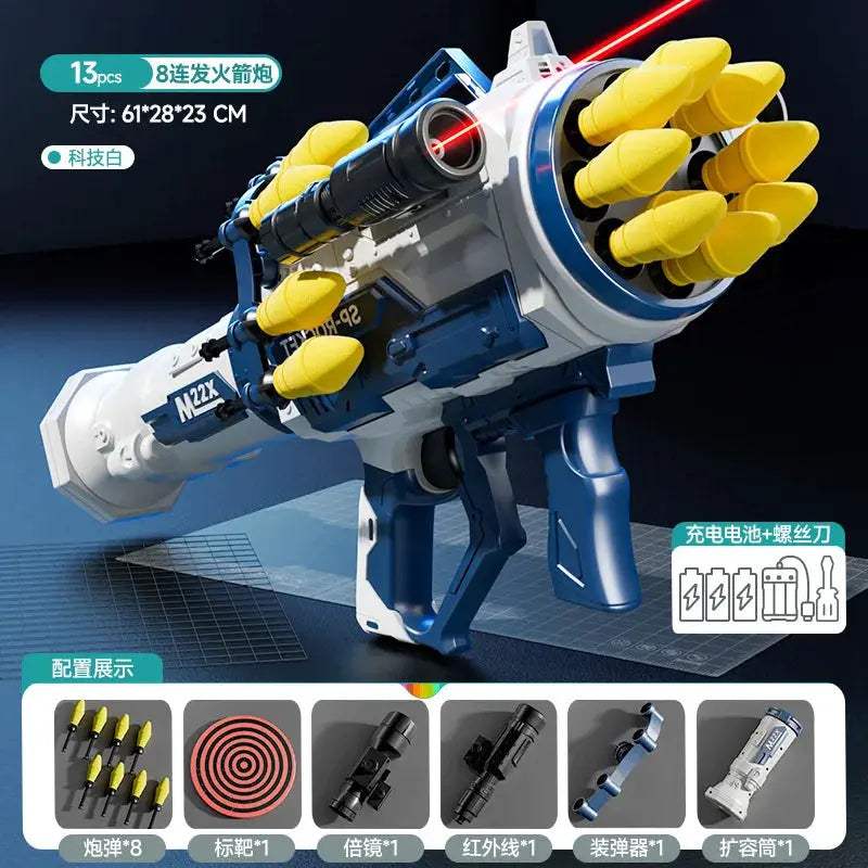 Eight Barrel Toy Rocket Launcher Pistol With Lights And Sound - ToylandEU
