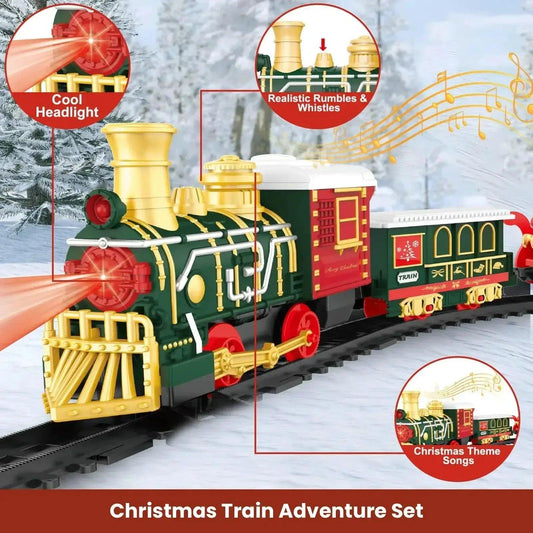 Electric Christmas Train Set With Lights And Music Diecast - ToylandEU™