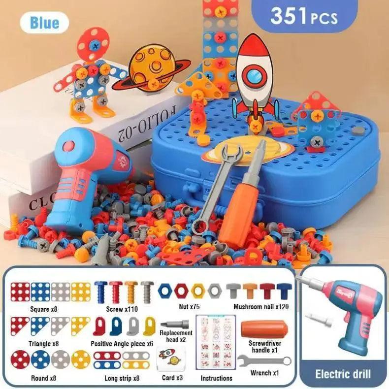 Electric Drill Screw Nut 3D Screwing Blocks Set for Boys - ToylandEU™