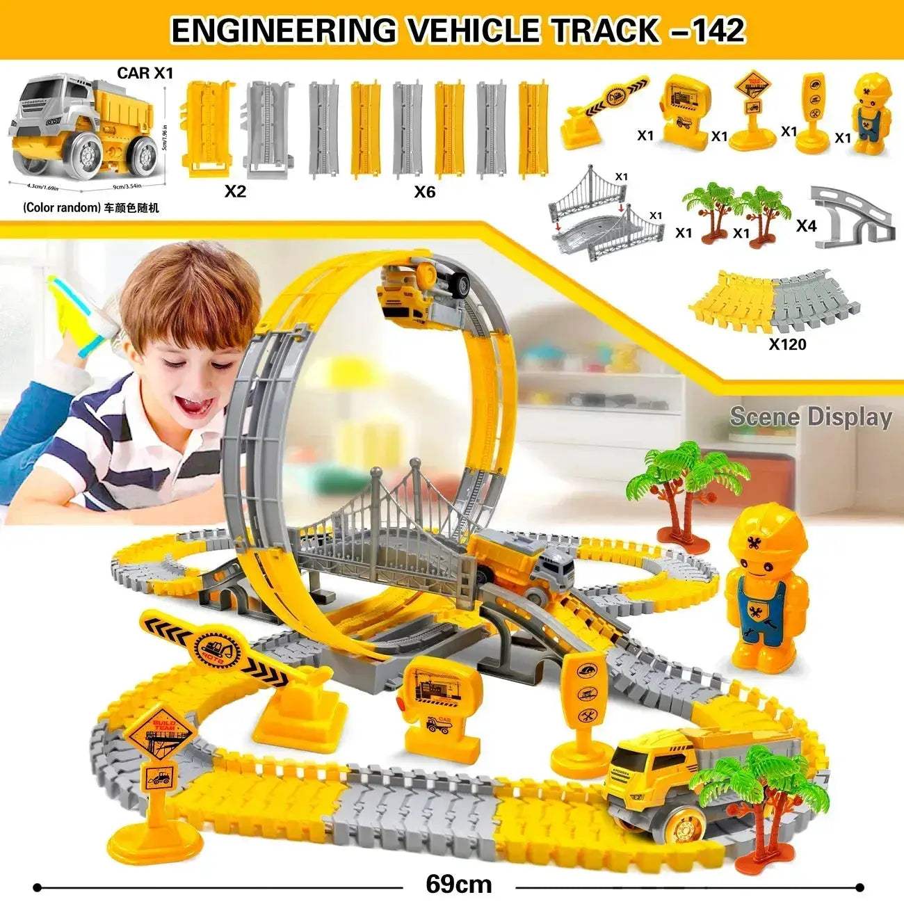 Electric Rail Car Toy With Flexible Track For Kids - ToylandEU