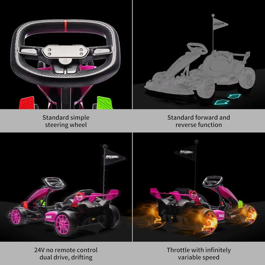 Electric Ride On Car Drift Kart For Kids Adjustable Seat - ToylandEU
