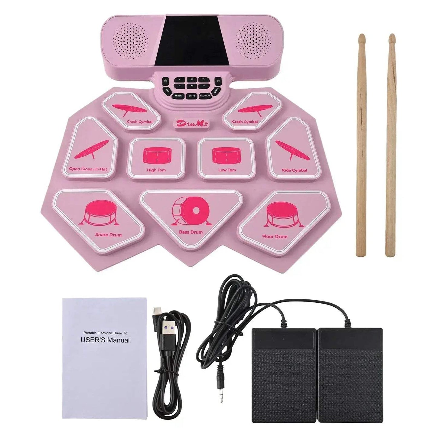 Electronic Drum Set With Dual Speakers And Bluetooth MIDI - ToylandEU