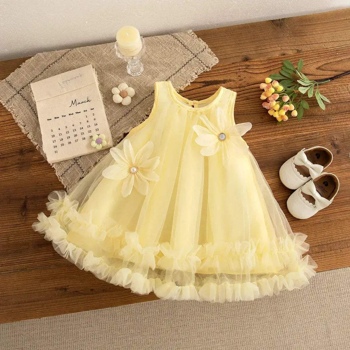 Elegant Baby Girl Dress Feather Gauze - Toyland EU - ToylandEU™