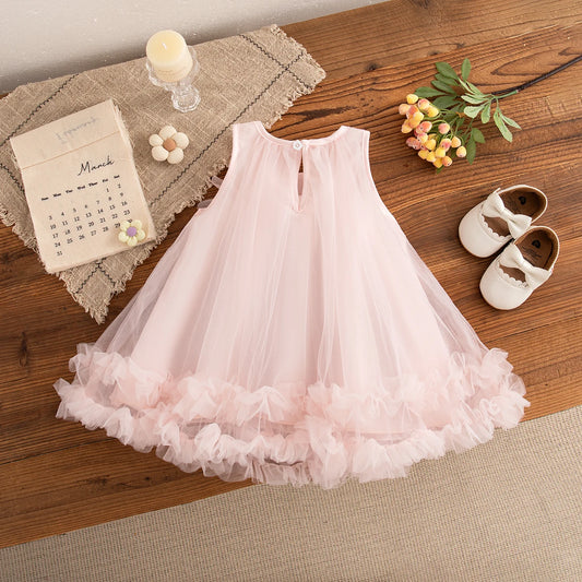 Elegant Baby Girl Dress With Feather Gauze Flower Sleeveless For Girls - ToylandEU