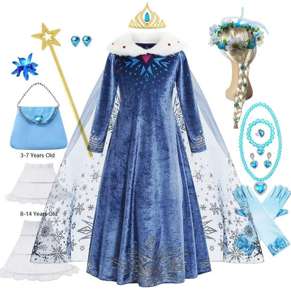 Elegant Girls Elsa Dress with Appliques for Birthday Party Dress3 / 3T-Tag 110