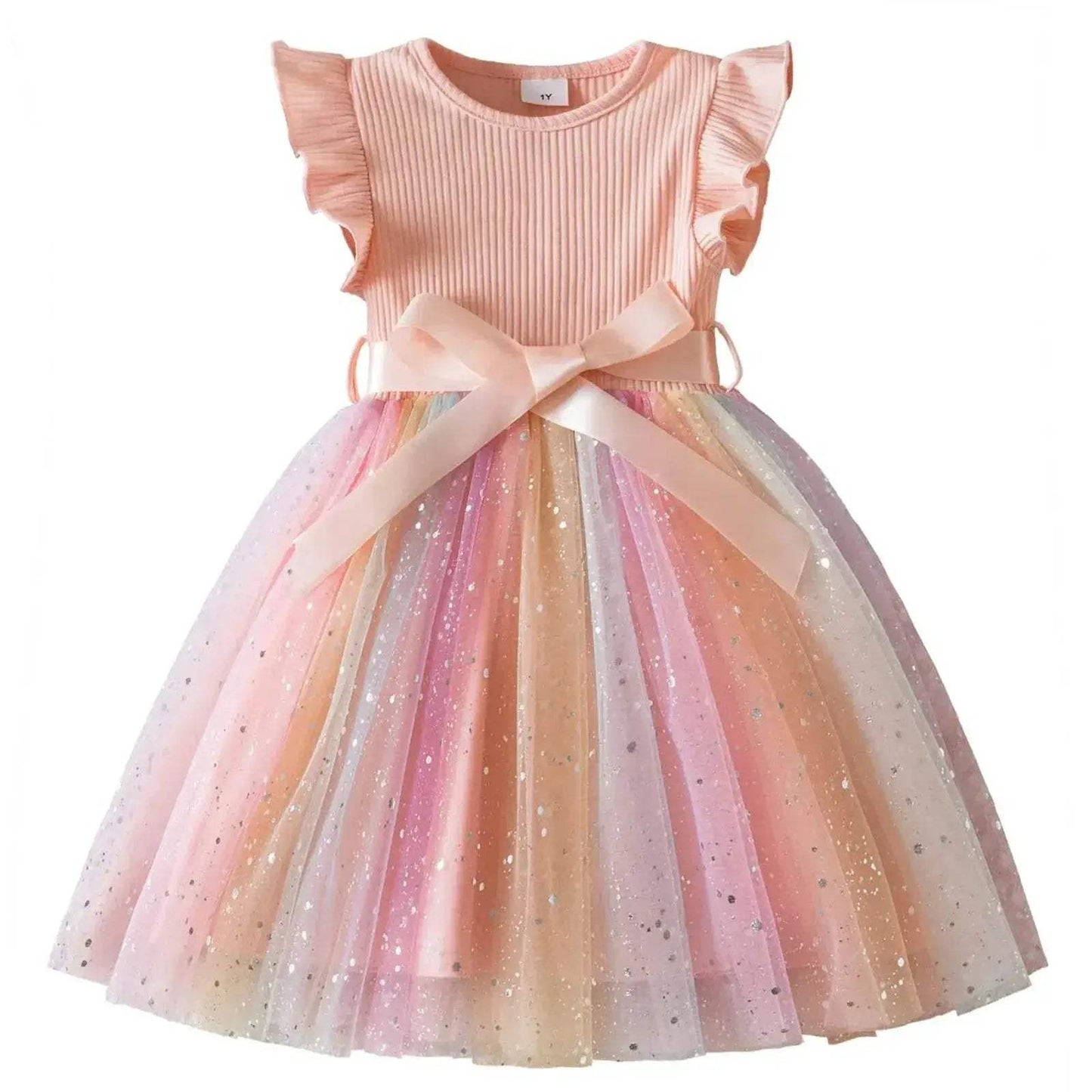 Elegant Girls Party Dress With Tatting Ruched Detailing For Toddlers Birthday Princess Gown - ToylandEU
