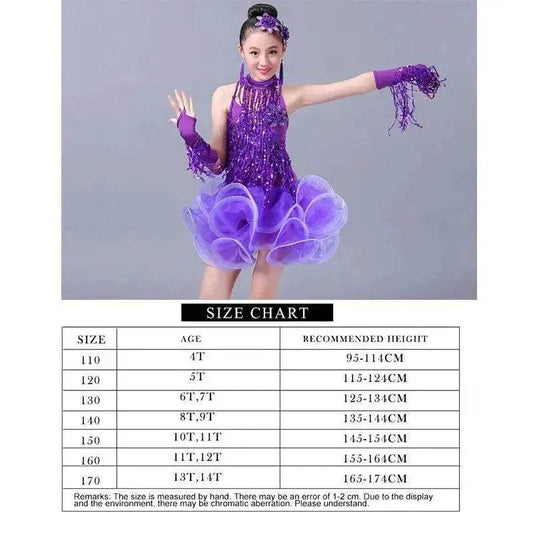 Elegant Latin Dance Dress Sequin Fringe For Competition - ToylandEU