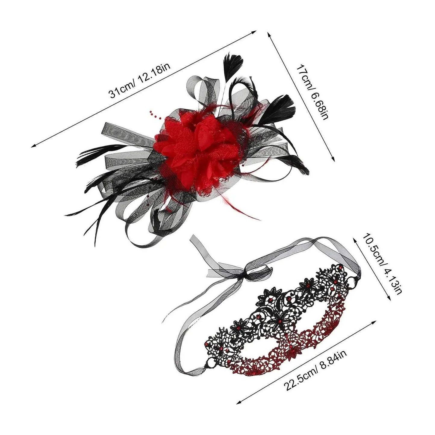 Glamorous Masquerade Mask With Plume Hairpin Toyland EU - ToylandEU™
