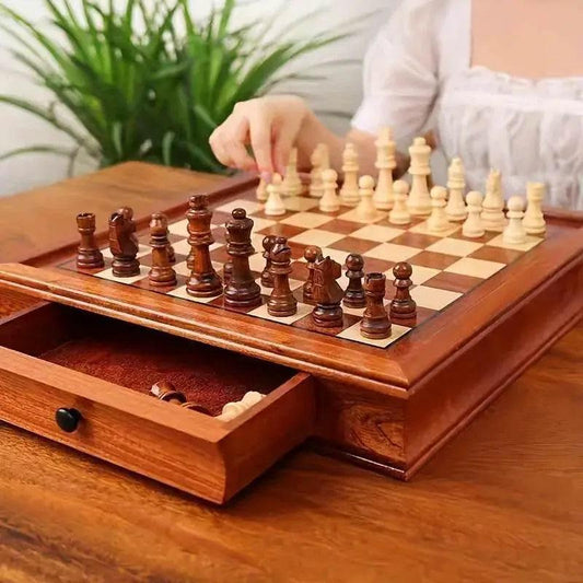 Elegant Premium Solid Wood Chess Set with Drawer Storage - ToylandEU™