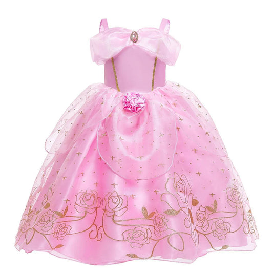 Elegant Princess Dress Floral Rose Print Girls 2-10Y - ToylandEU