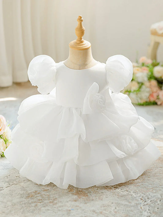 Elegant White Baptism Dress For Baby Girl With Bow - ToylandEU